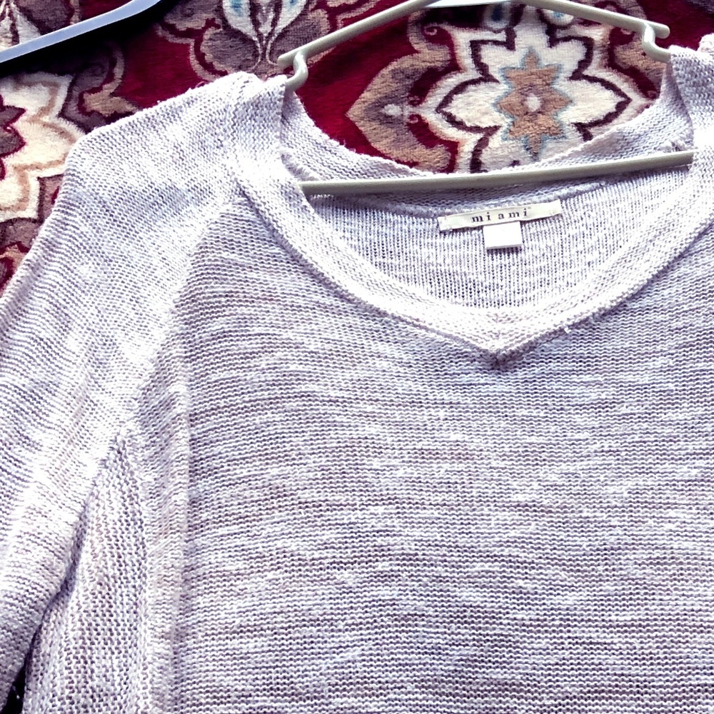 Long Beige V-Neck Sweater